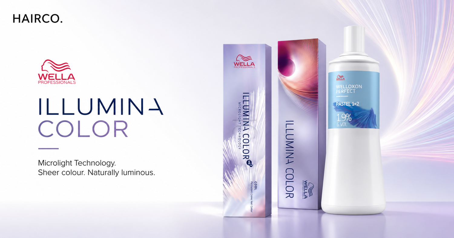 Wella Illumina Color permanent hair colour with Welloxon Perfect developer for luminous salon colour results and enhanced shine