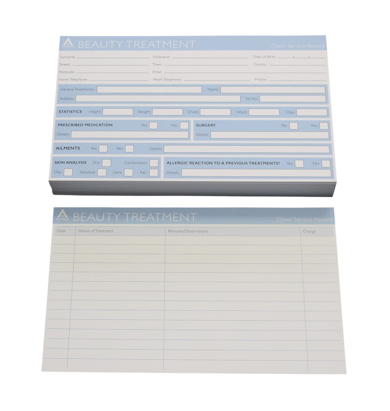 Agenda Record Cards Beauty Treatment (100)