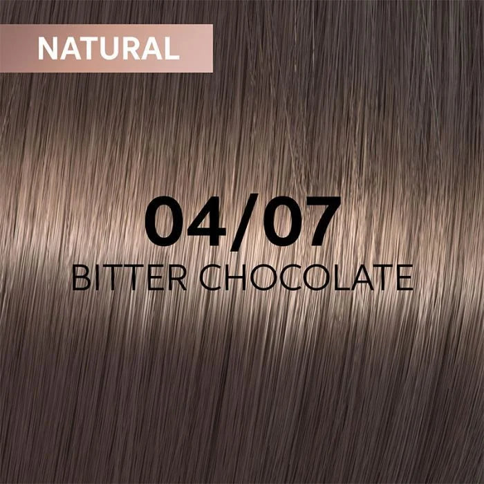 Wella Shinefinity hair colour shade 04/07 Bitter Chocolate natural swatch