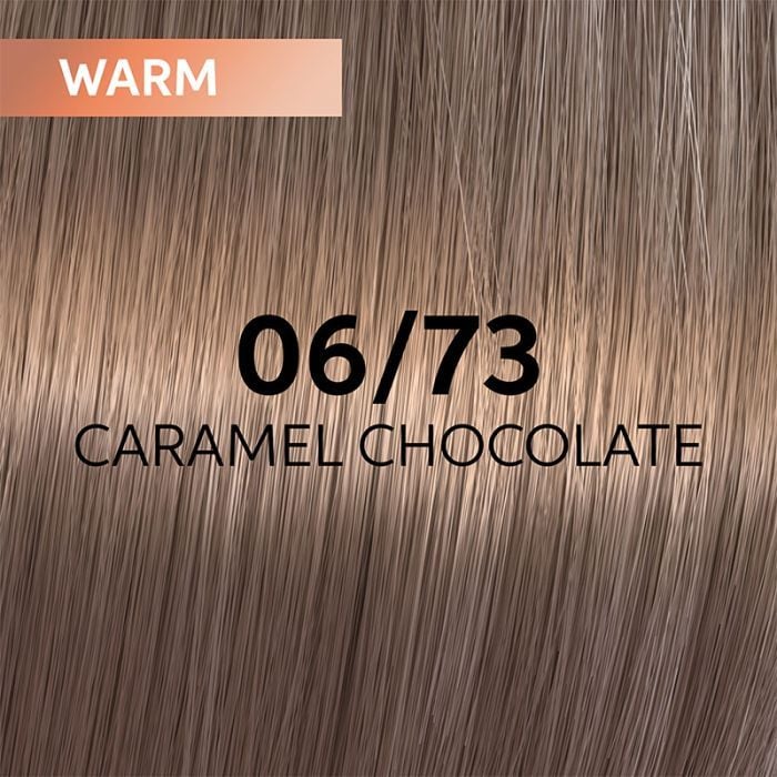 Wella Shinefinity hair colour shade 06/73 Caramel Chocolate warm swatch 
