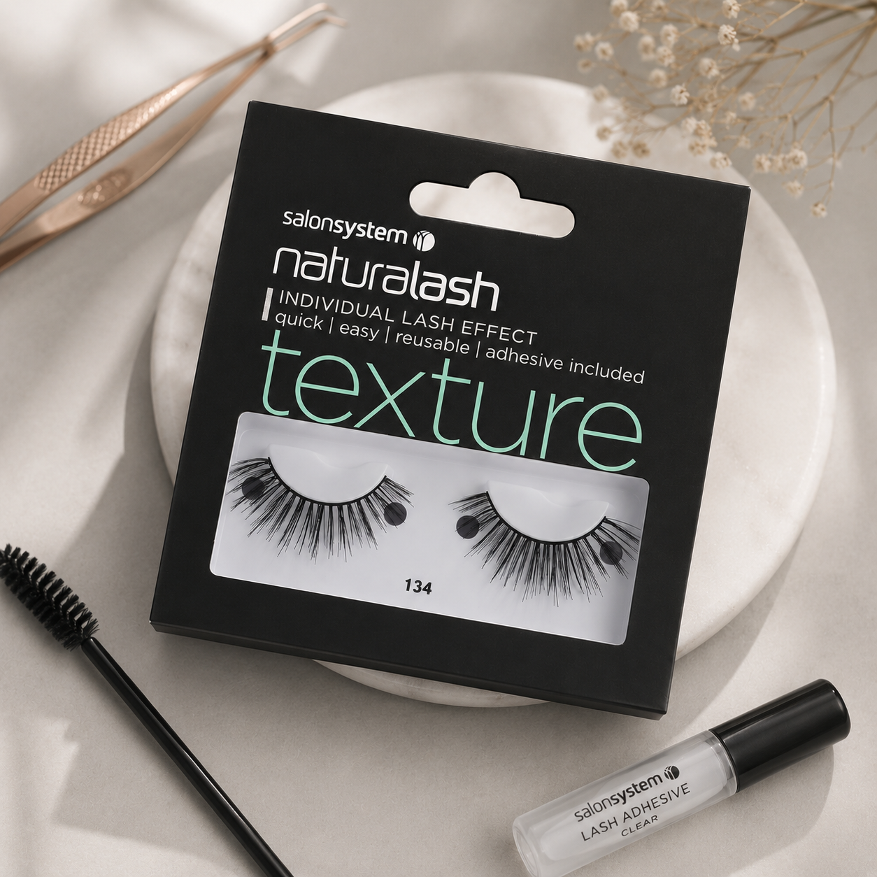 Salon System Naturalash Strip Eyelashes 134 Black Texture