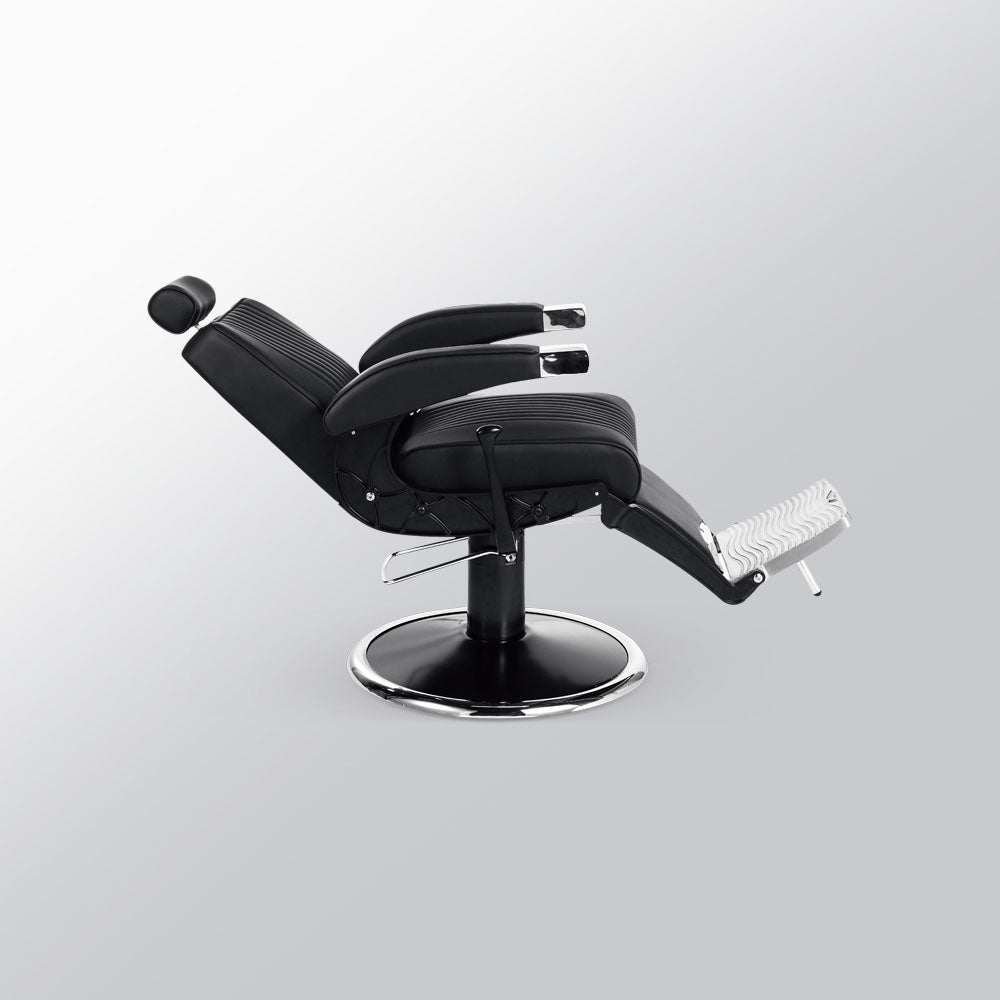 Mirplay Hugo B black barber chair with hydraulic pump and round base