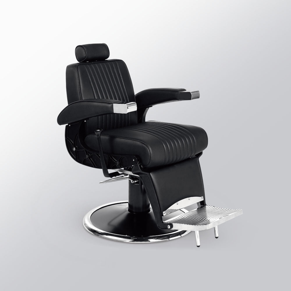 Mirplay Hugo B vintage barber chair in black with black-painted aluminium frame