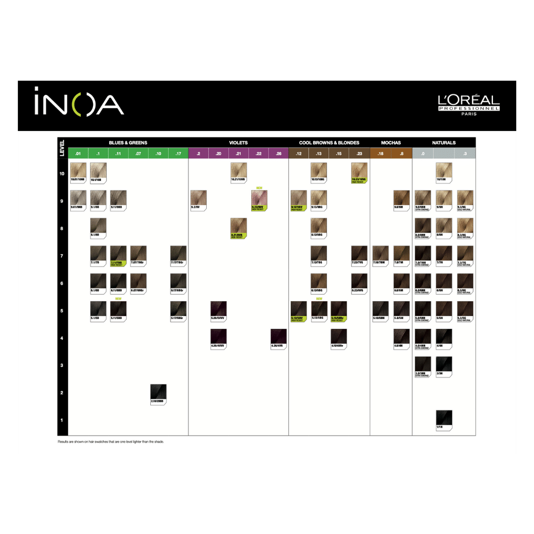 L'Oréal INOA colour chart