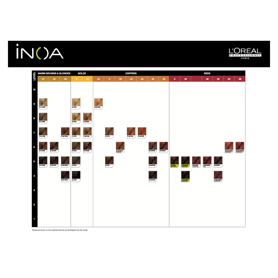 L'Oréal INOA colour chart