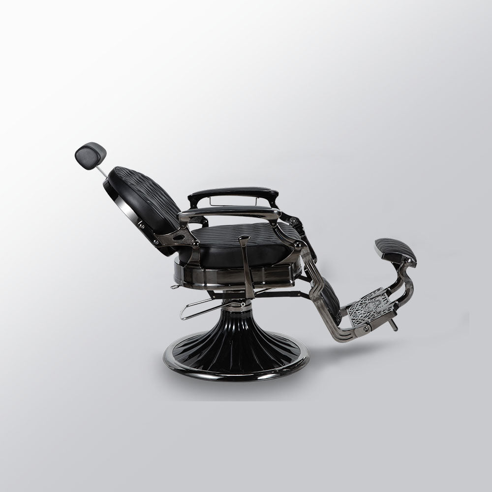 Mirplay Kirk BC black barber chair upholstery and headrest detail