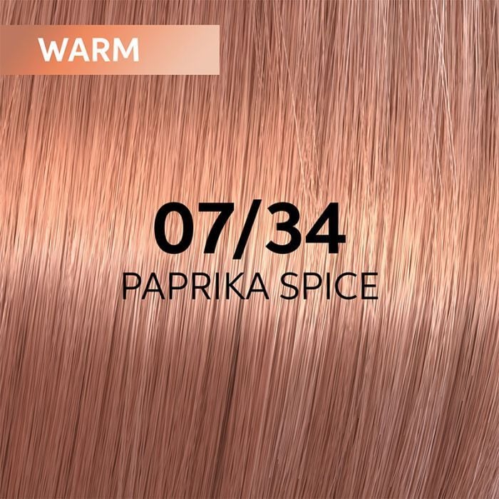Wella Shinefinity hair colour shade  07/34 Paprika Spice  Warm swatch 