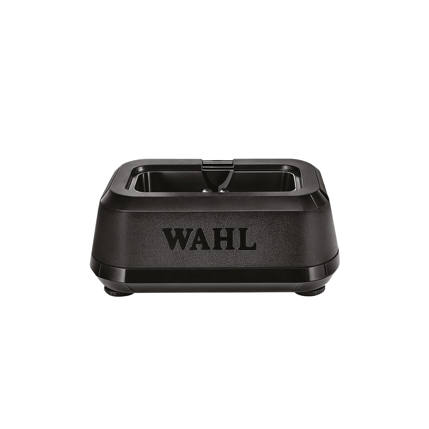 Wahl Single Power Station charging stand in black, designed for convenient charging and organised storage of compatible Wahl professional cordless clippers and trimmers.
