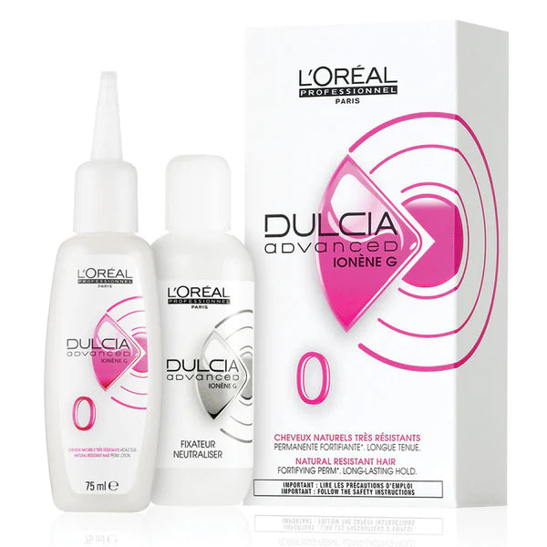 L'Oreal Dulcia Advanced hair care products with packaging on a white background