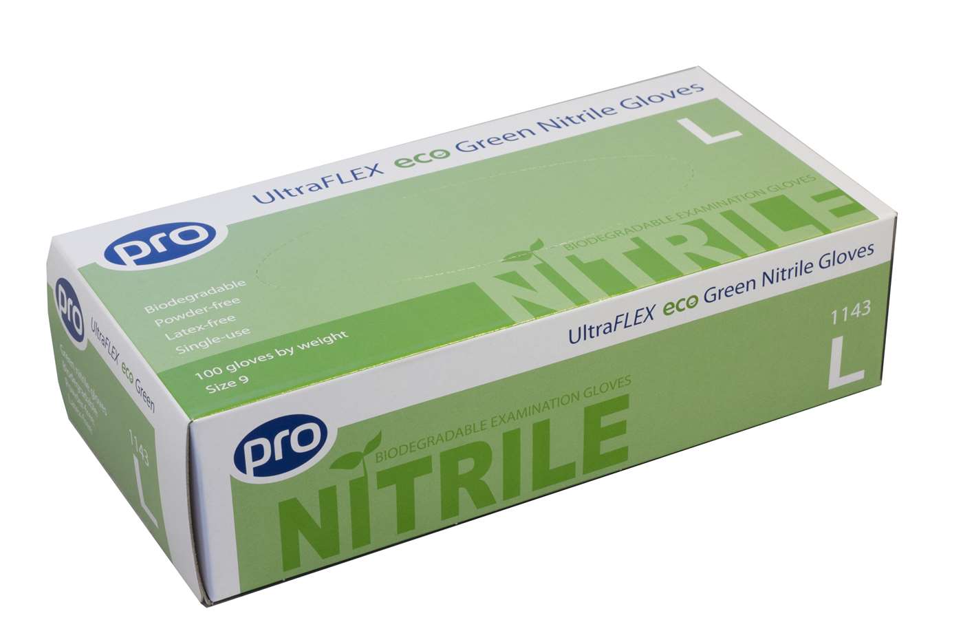 Agenda Pro UltraFlex Eco Green Nitrile Powder-free Gloves Large