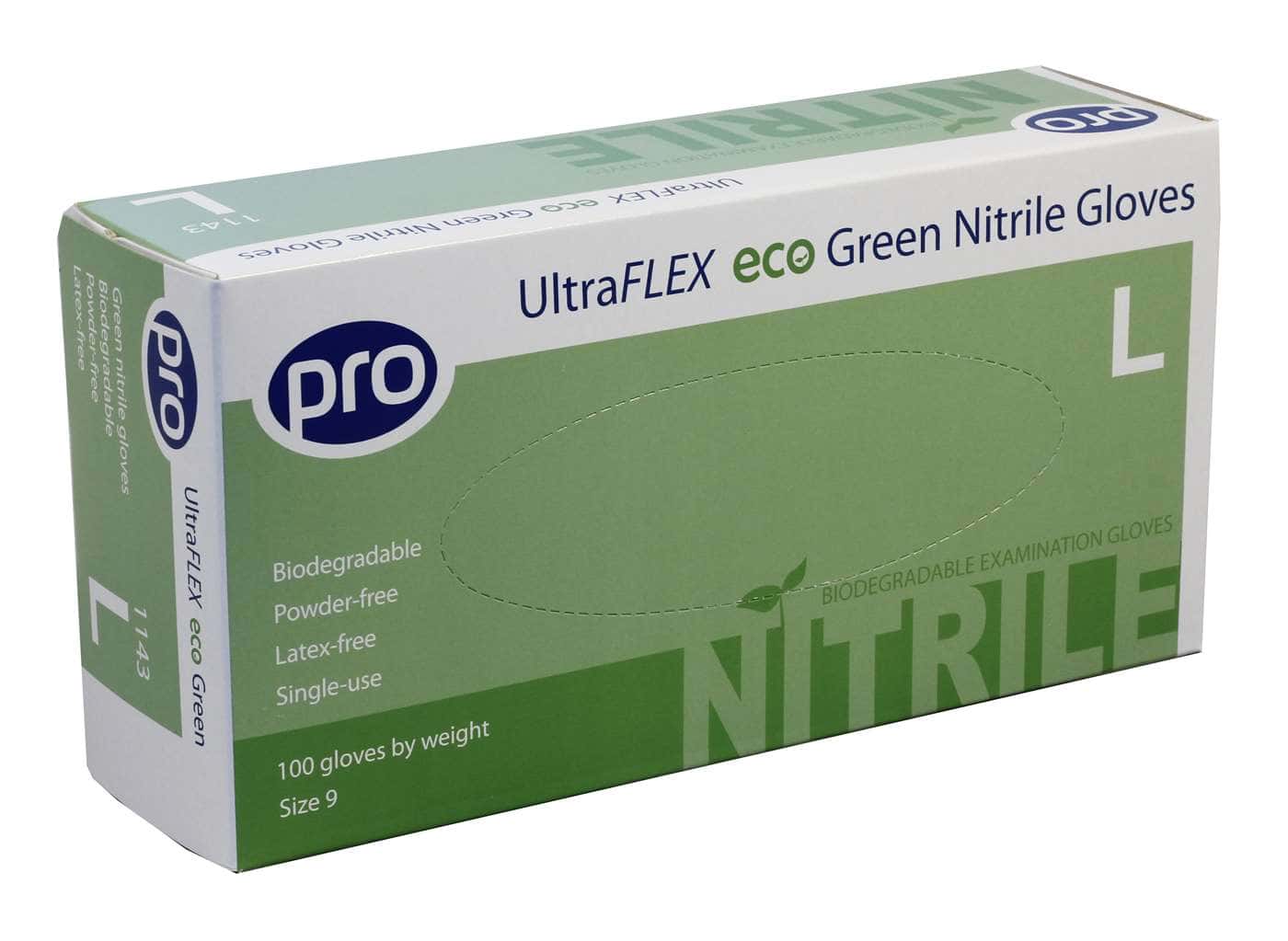 Agenda Pro UltraFlex Eco Green Nitrile Powder-free Gloves Large