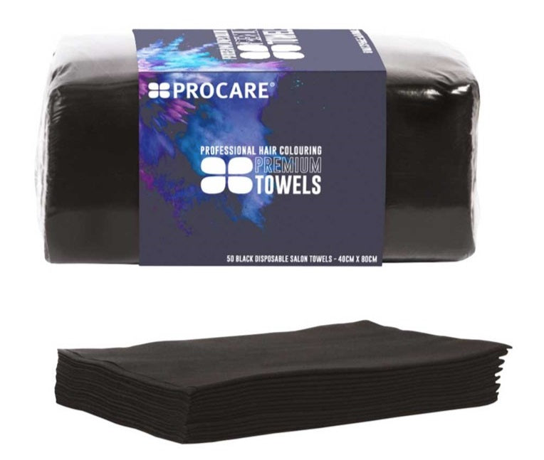 Procare Premium Disposable Black Towels Pack Of 50 40cm X 80cm