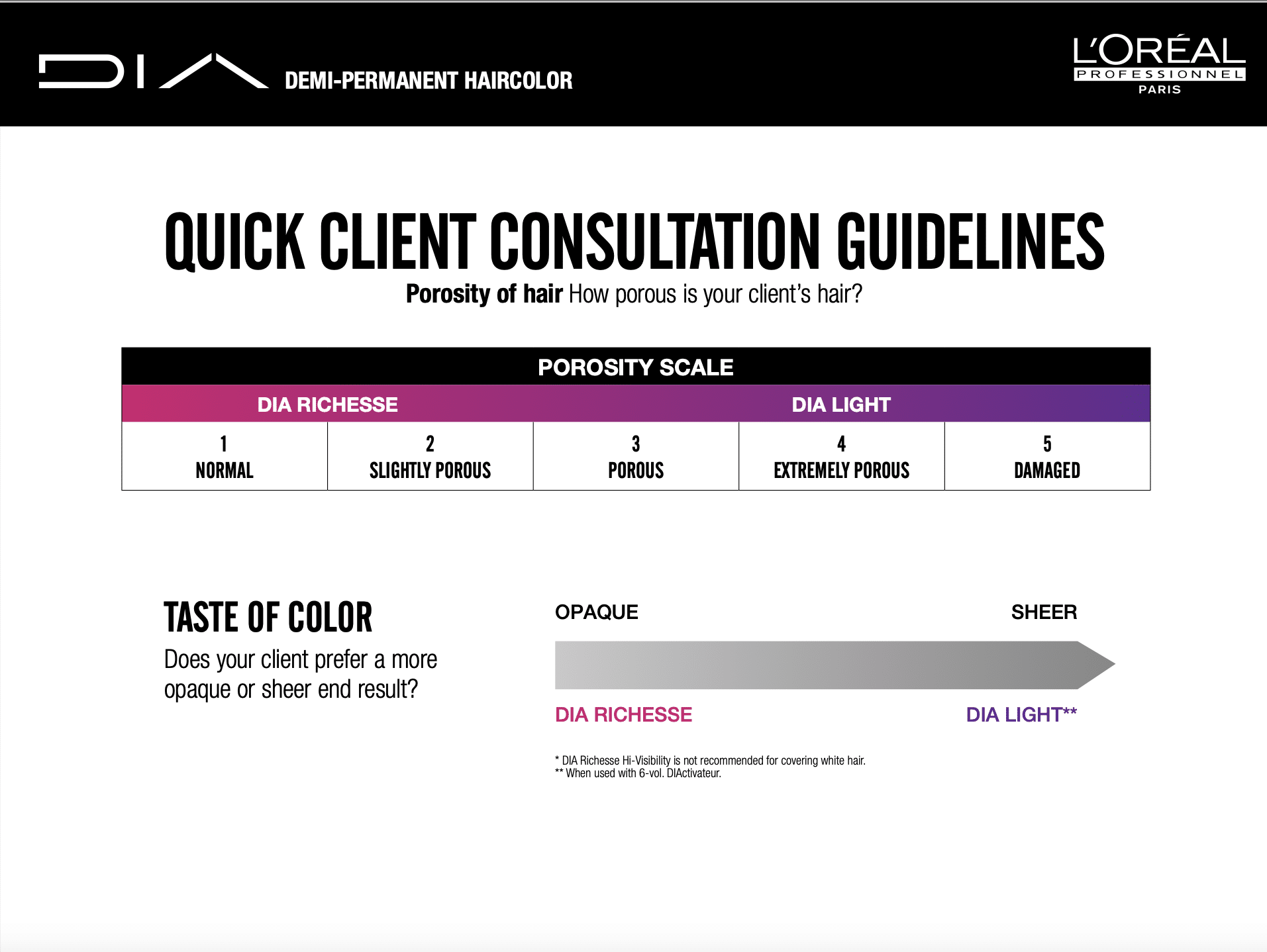 L'Oréal Professionnel Hi.Richesse Color Chart.